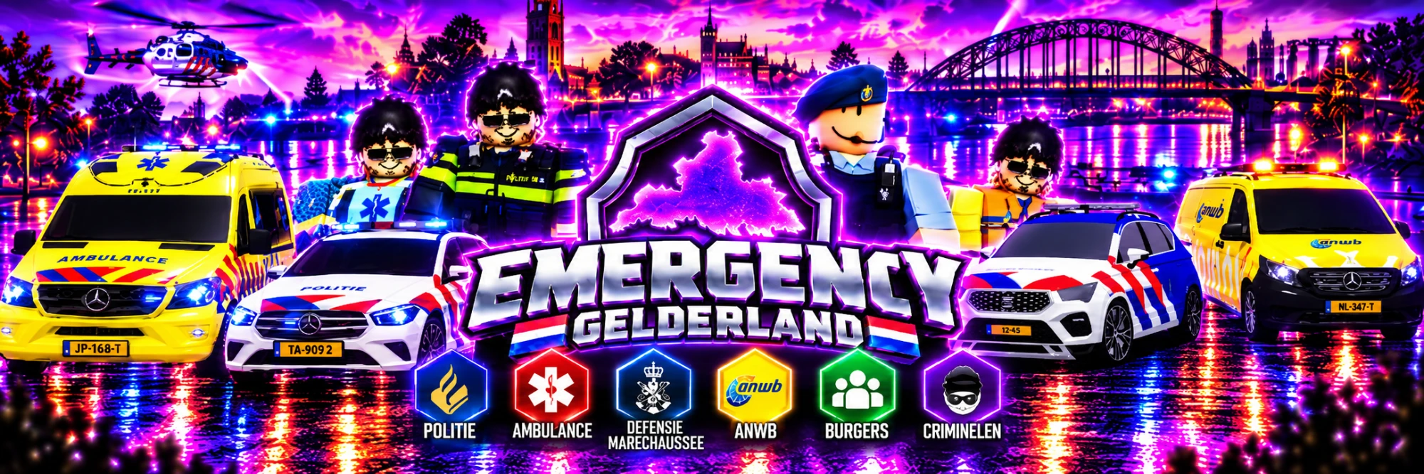 Emergency Gelderland — politie, ambulance, Defensie/Marechaussee, ANWB, burgers en criminelen